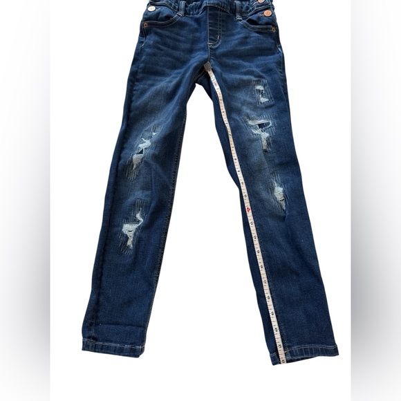 3/$20 Justice Girls Distressed Denim Overalls - Size 8 - Trendy Destroyed Wash - Picture 3 of 9